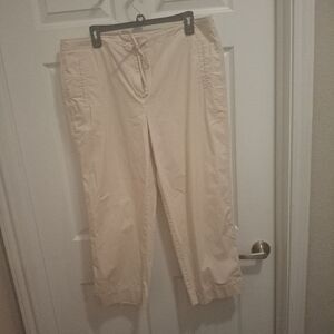 Talbots‎ Size 16 Light Beige Cropped Back Pockets Casual Stretch Pants